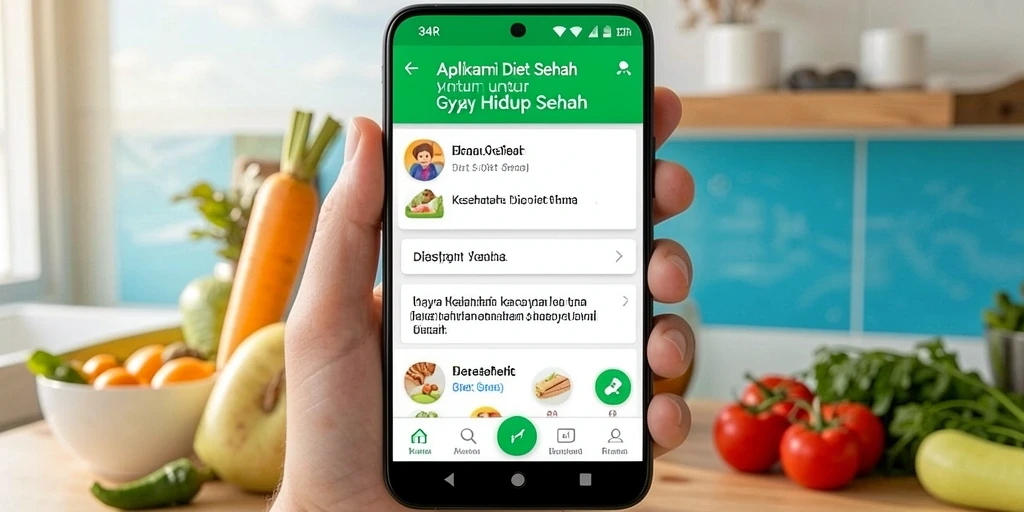 Antarmuka pengguna 34R dengan fitur Diet Sehat yang menarik.