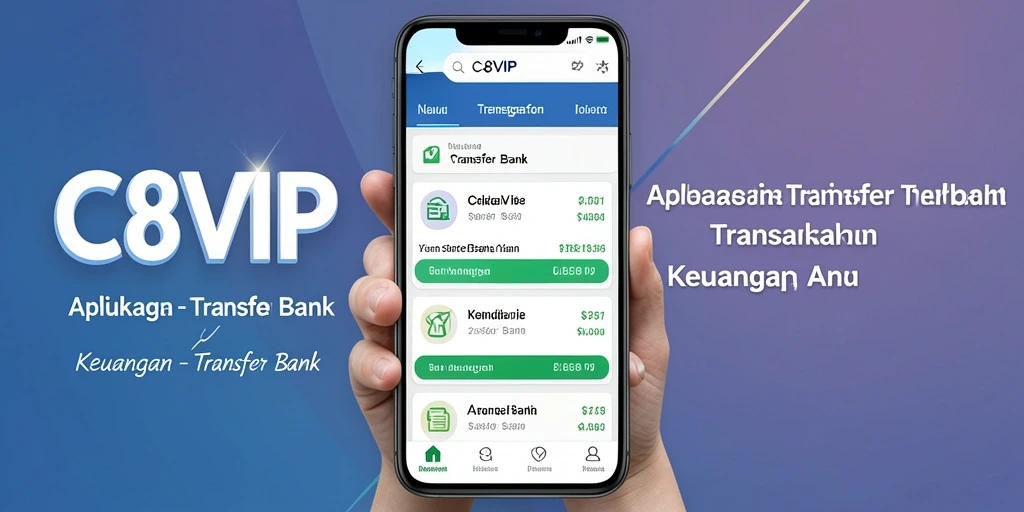 Antarmuka C8VIP menampilkan fitur Transfer Bank yang praktis dan mudah digunakan.