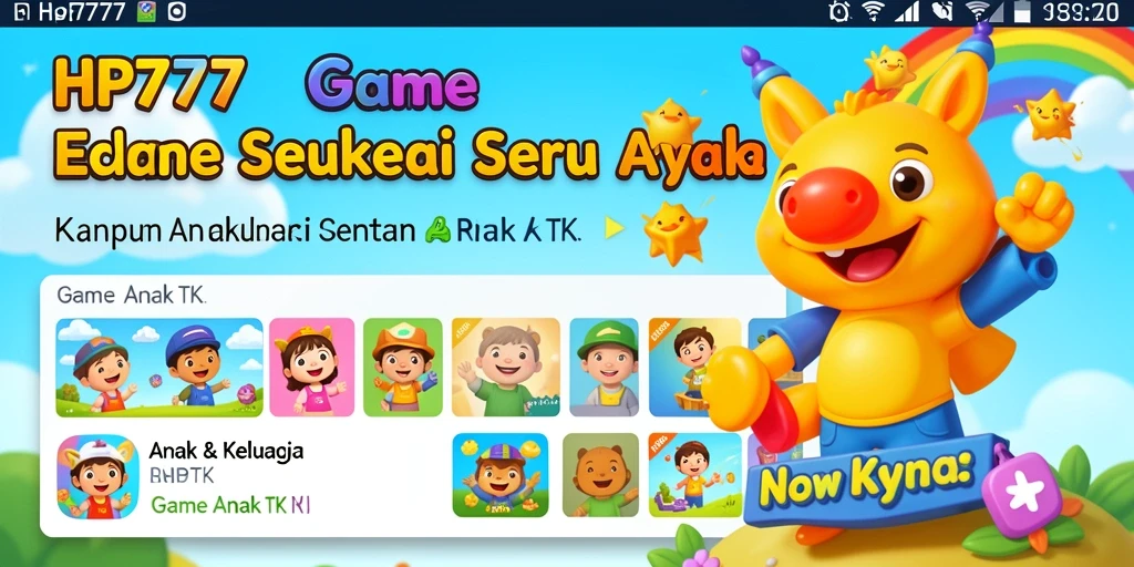 Antarmuka HP777 yang cerah dan interaktif untuk anak-anak.