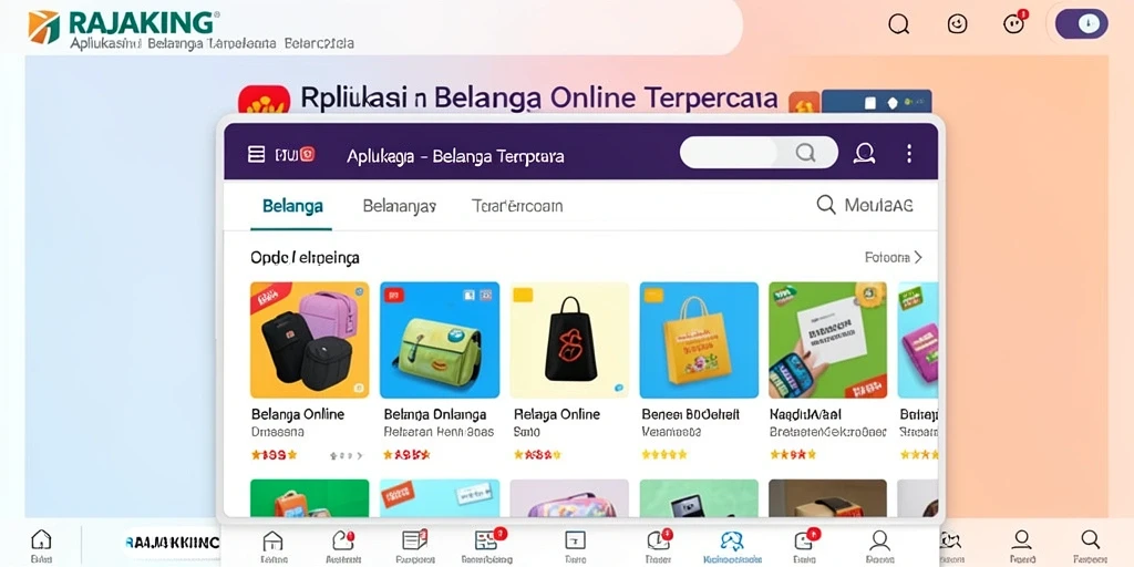 Tampilan utama aplikasi RAJAKING dengan antarmuka belanja yang modern.