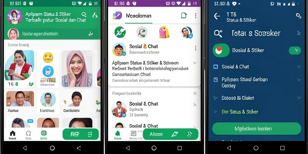 Antarmuka T6 menampilkan berbagai stiker menarik untuk chatting.